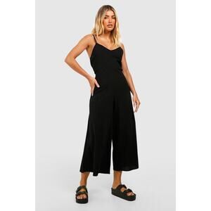 Boohoo Black Scrappy Culotte Jumpsuit Size 8 NWT